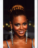 Beyonce close-up photo print with long silver earrings