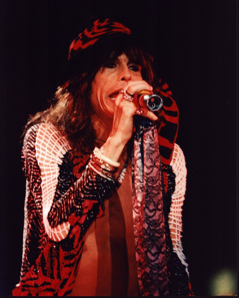Steven Tyler Photo Print - Singing in Red and Black Bandana