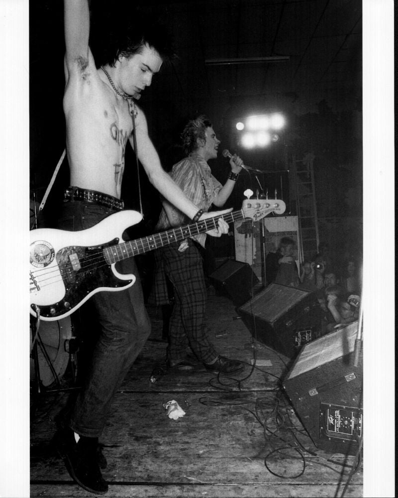 Sid Vicious Black and White Photo Print - On Stage with Arm Up