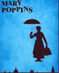 Mary Poppins Silhouette Poster Print - Classic Movie Art