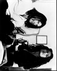 Black and white photo print of Antonio Banderas and Salma Hayek in Desperado.