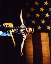 Bruce Springsteen On Stage Photo Print with American Flag