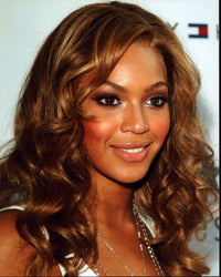 Beyonce Close-Up Photo Print in White Top and Necklaces