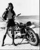 Jocelyn Lane Next to Motorcycle in Hell's Belles Black and White Photo Print