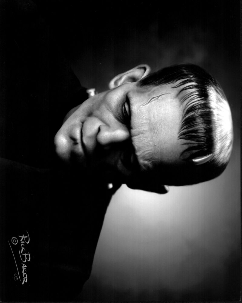 Frankenstein Portrait Photo Print by Rick Baker showcasing classic horror art.