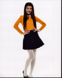 Erika Tham photo print in yellow top and black skirt