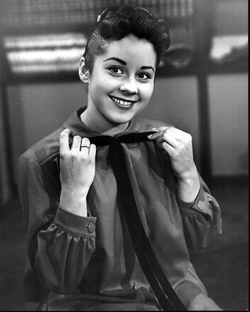 Sherry Jackson holding a tie in The Danny Thomas Show black and white photo print.
