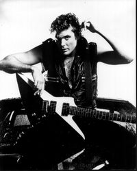 David Hasselhoff black and white photo print with guitar.