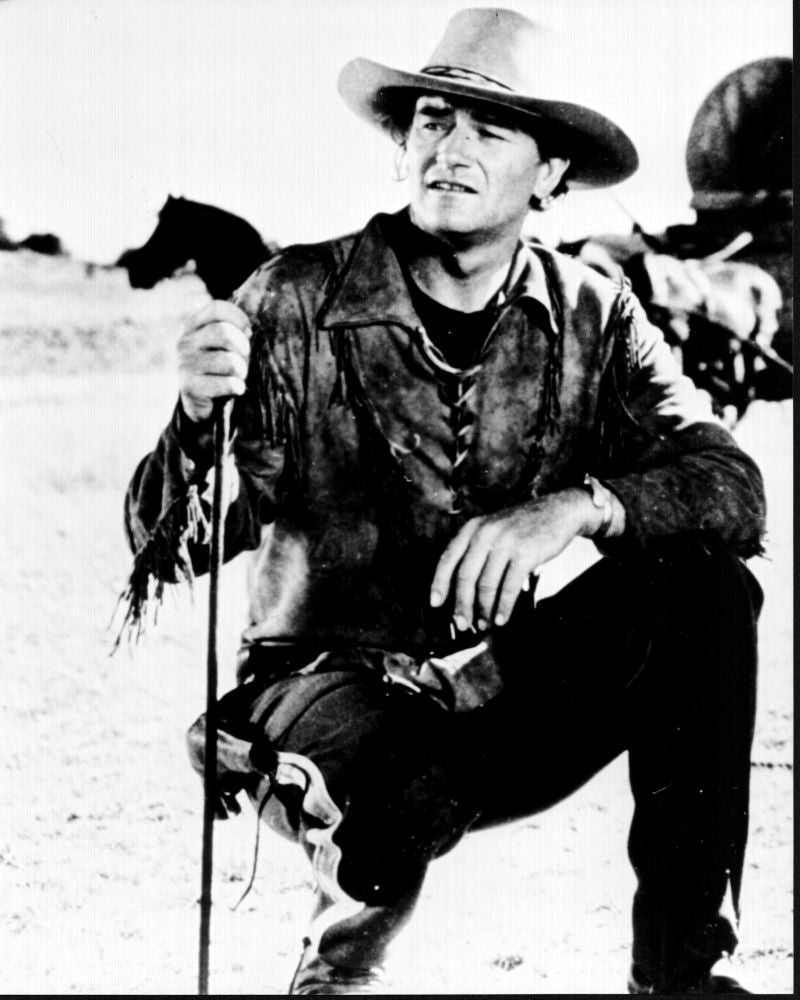 John Wayne On Set of Red River Black and White Photo Print