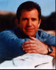 Mel Gibson leaning on rocks photo print in denim shirt