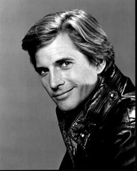Dirk Benedict Black and White Photo Print in Leather Jacket
