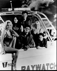 Baywatch Cast On Boat Black And White Photo Print
