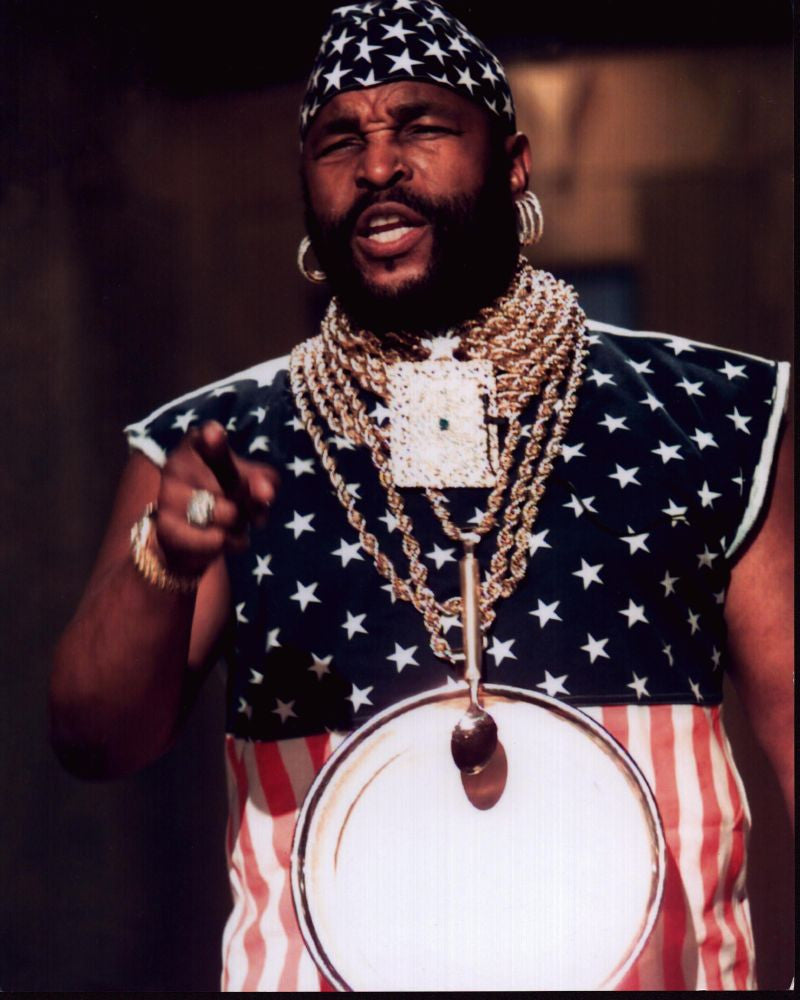 Mr. T in American Flag Shirt and Gold Necklaces Photo Print