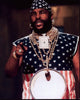 Mr. T in American Flag Shirt and Gold Necklaces Photo Print