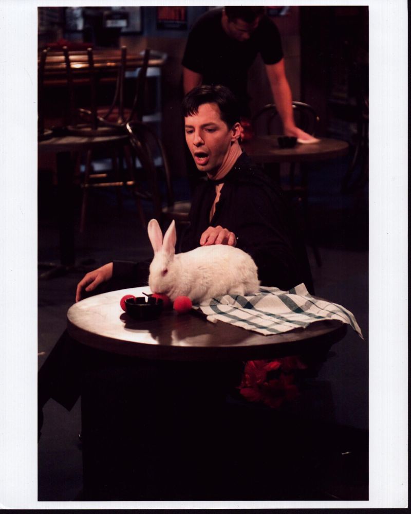 Sean Hayes at Table with White Rabbit Photo Print