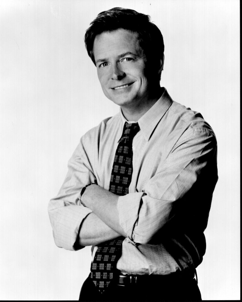 Michael J. Fox black and white photo print in shirt and tie from Spin City