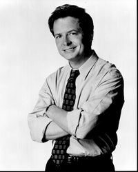 Michael J. Fox black and white photo print in shirt and tie from Spin City
