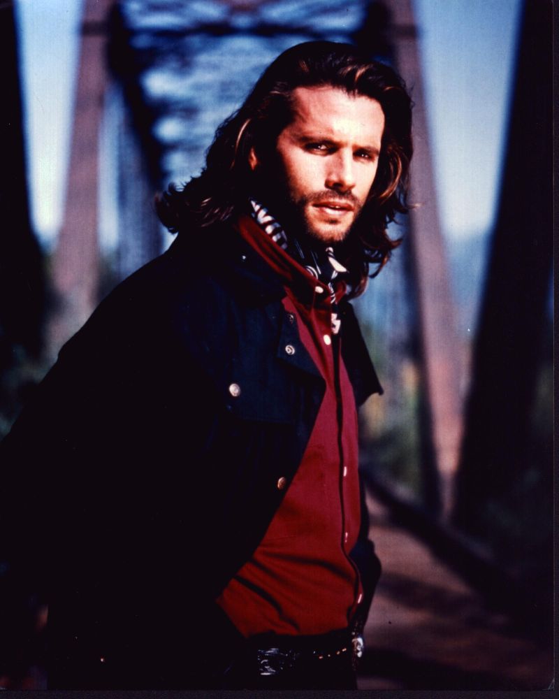 Lorenzo Lamas Renegade photo print in red shirt and black jacket