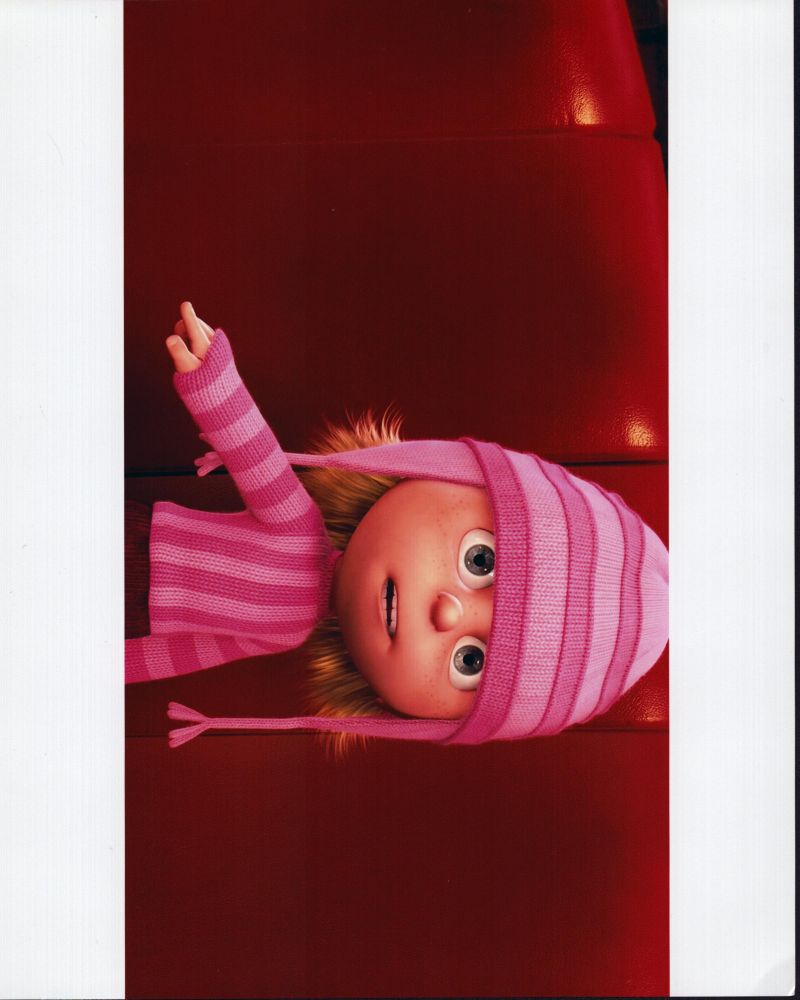 Edith pointing photo print from Despicable Me featuring Dana Gaier.