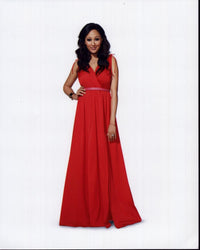 Tia Mowry in a long red dress photo print