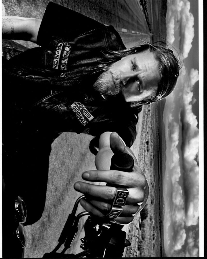 Charlie Hunnam Black and White Photo Print on Motorcycle | Sons of Anarchy