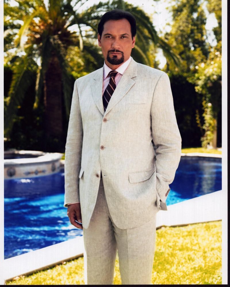 Jimmy Smits Photo Print in Tan Suit by Poolside