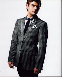 Garrett Clayton in gray striped suit photo print