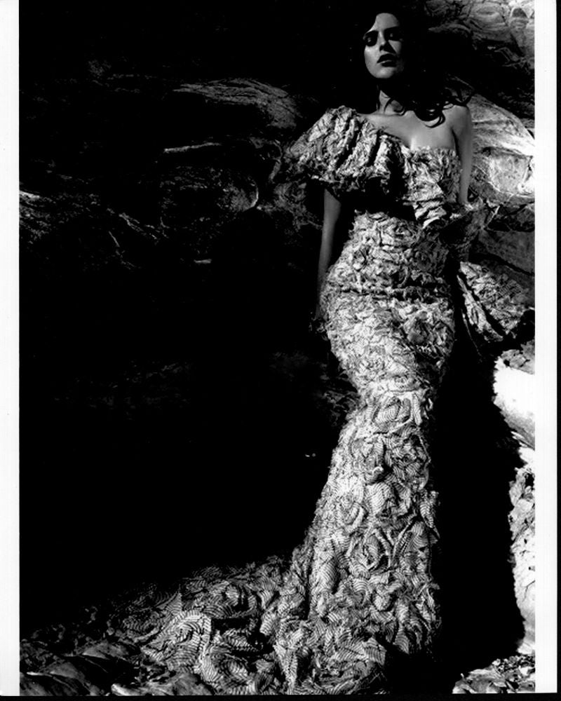 Rumer Willis black and white photo print against rocks