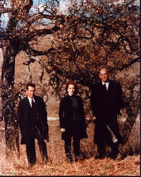X-Files Black and White Photo Print featuring Robert Patrick, Gillian Anderson, and Mitch Pileggi.