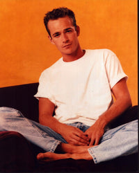 Luke Perry Casual Photo Print - Sitting in Shirt and Jeans