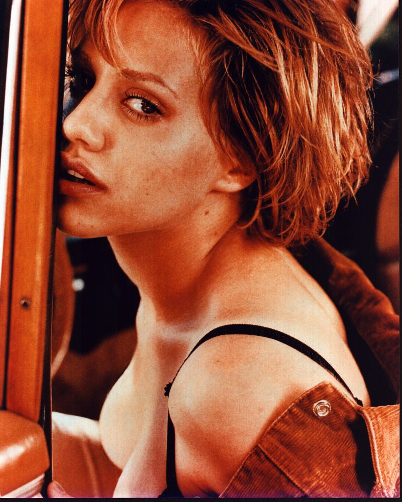 Brittany Murphy Off Shoulder Photo Print with Brown Jacket