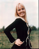 Yutte Stensgaard in Black Dress with White Trim Photo Print