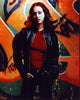 Jessica Alba photo print in leather jacket in front of graffiti wall