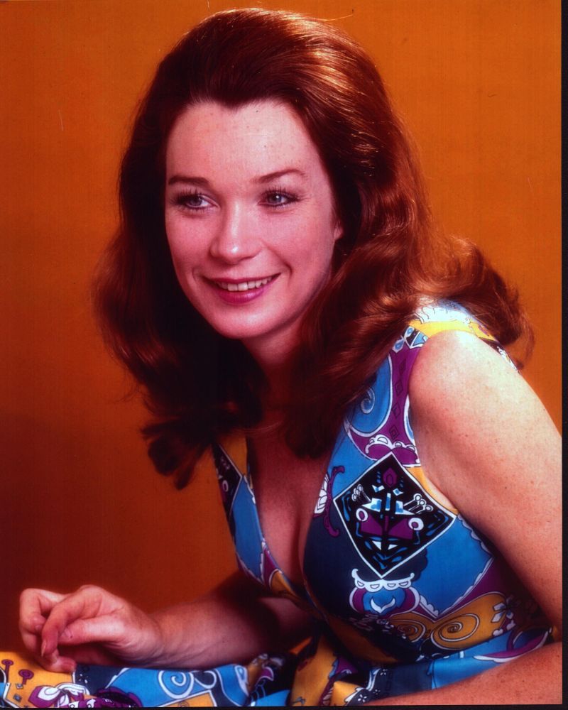 Shirley Maclaine in multicolored dress photo print