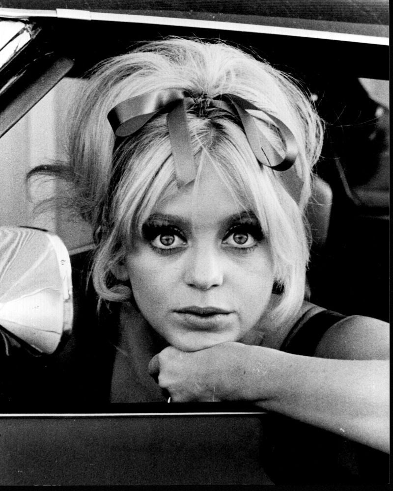 Goldie Hawn Leaning Out Of Car Black And White Photo Print