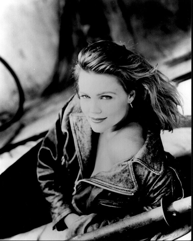 Belinda Carlisle Black and White Photo Print in Off Shoulder Jacket