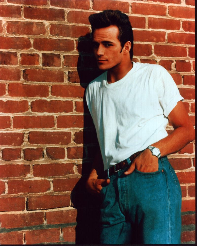 Luke Perry Leaning Against Brick Wall Photo Print