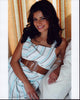 Kristina Guerrero reclining in a striped dress and belt photo print