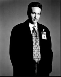 David Duchovny in Jacket with Badge from The X-Files - Black and White Photo Print