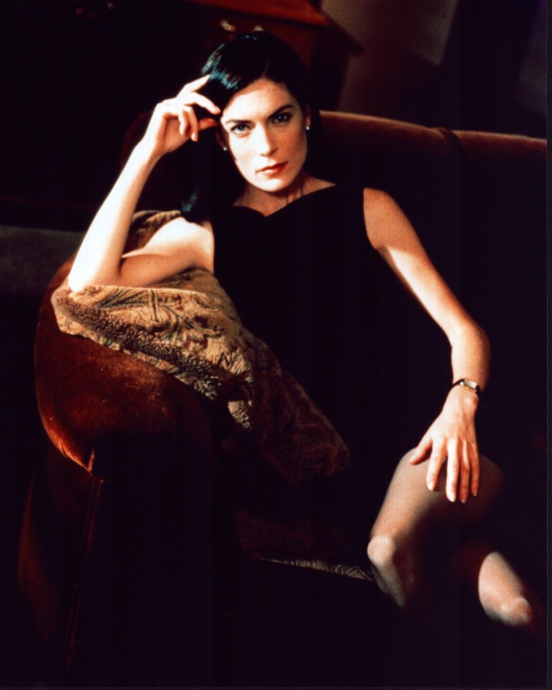 Lara Flynn Boyle Sitting on Velvet Couch Photo Print