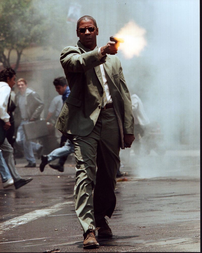 Denzel Washington shooting gun in Man On Fire photo print.