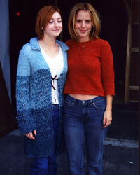 Alyson Hannigan and Emma Caulfield on set of Buffy the Vampire Slayer photo print.