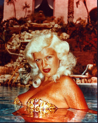Jayne Mansfield wearing a bikini by the pool photo print