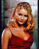 Emilie De Ravin wearing a red tank top with braids in her hair - photo print