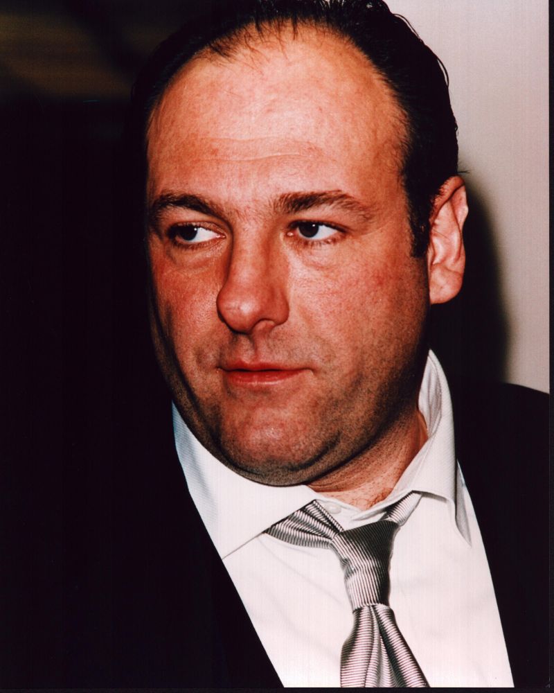 James Gandolfini in black suit with silver tie photo print