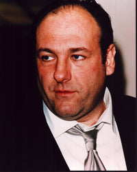 James Gandolfini in black suit with silver tie photo print