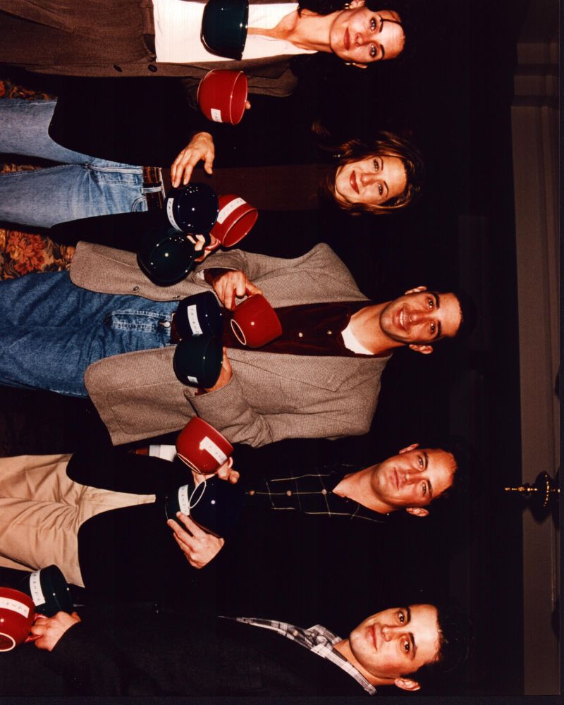 Friends Group Holding Mugs Photo Print featuring iconic characters from the show.