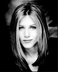 Close-up black and white photo print of Jennifer Aniston
