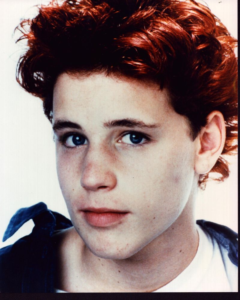 Corey Haim close-up photo print in sweatshirt, nostalgic cinema art.
