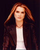 Photo print of Brooke Shields in leather jacket and white top, stylish and iconic.